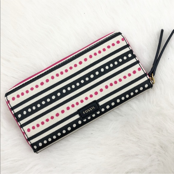 Fossil Handbags - Fossil Striped Polka Dot Wallet